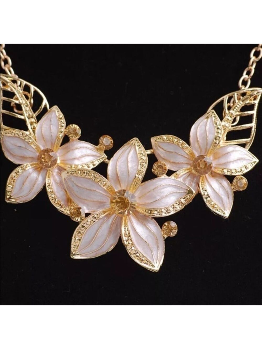 Crystal Flower Necklace & Earring Set - Picture 2 of 2